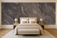 Charcoal Marble Mural in a bedroom