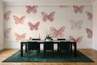 Pink Butterfly Mural in a dining room