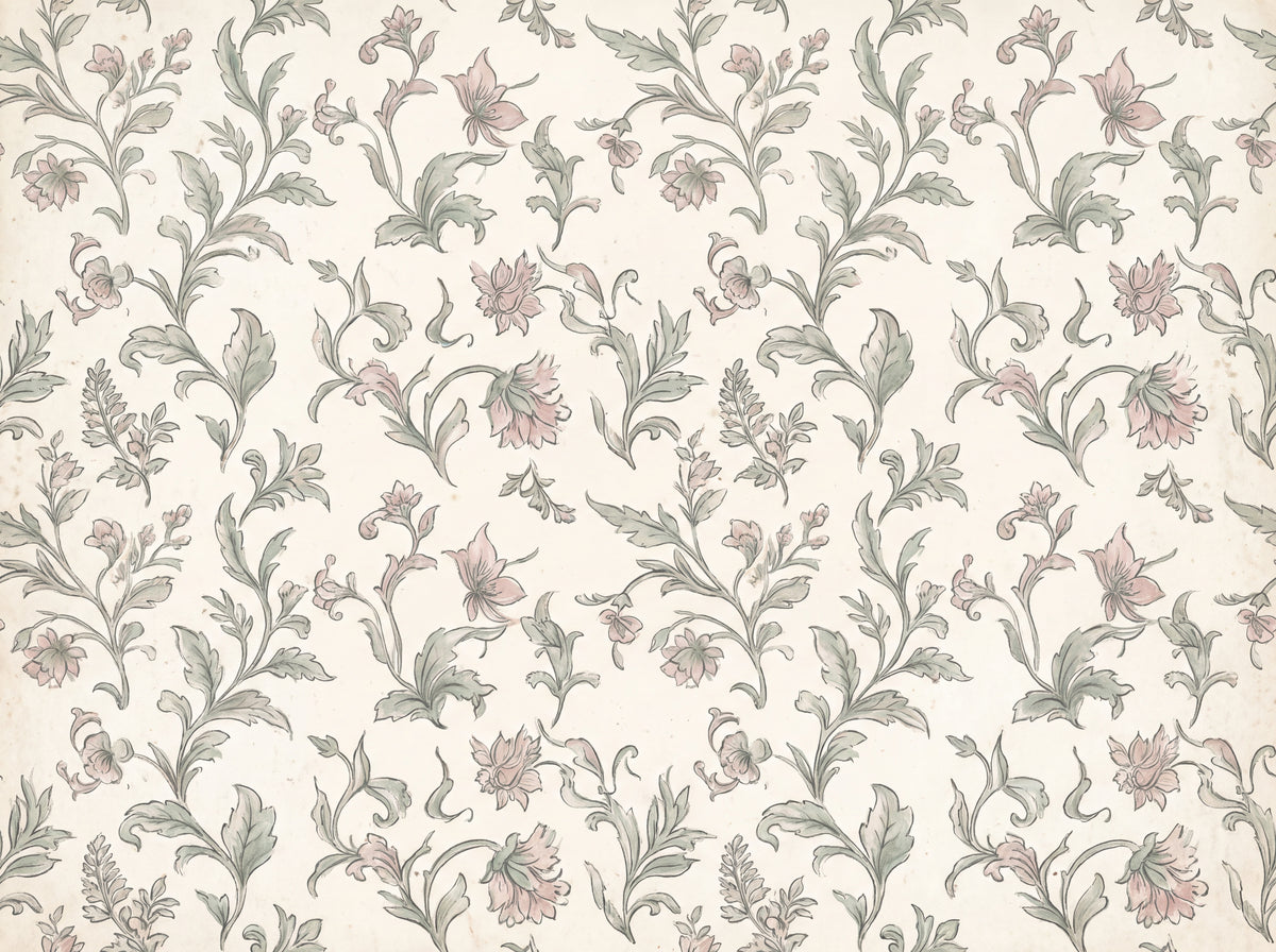 Green And Pink Leaf Botanical Mural design