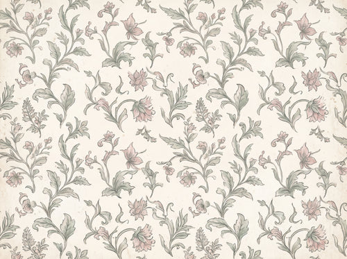 Green And Pink Leaf Botanical Mural sample on the real paper