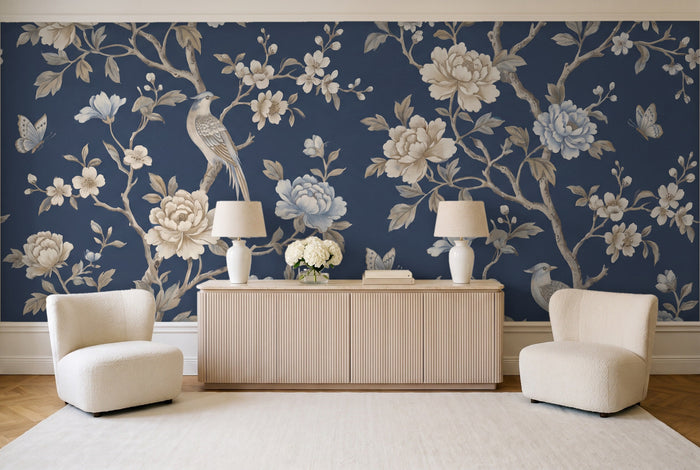 Dark floral murals