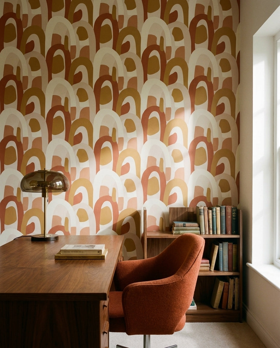 Terracotta Arch Abstract Mural on a feature wall