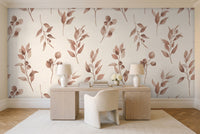 Clay Eucalyptus Botanical Mural in a home office