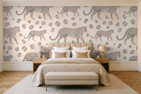 Grey Leopard Animal Mural in a bedroom