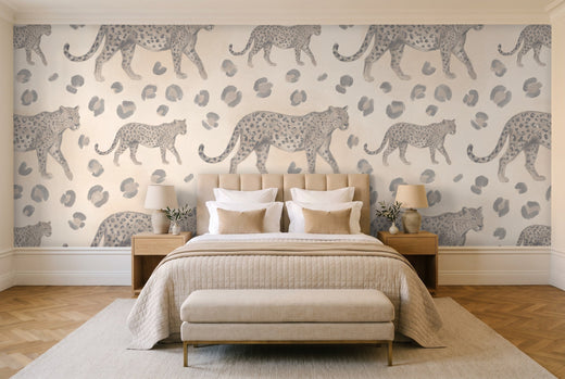Grey Leopard Animal Mural