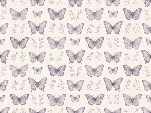 Lilac Butterfly Mural sample on the real paper