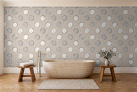 White Polka Dot Mural in a bathroom