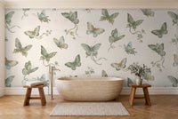 Green Butterfly Mural in a bathroom