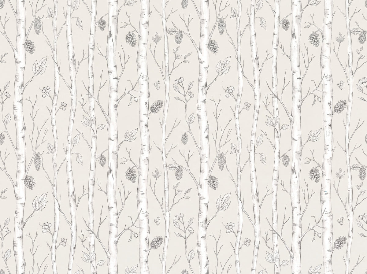 White Birch Botanical Mural design