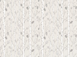 White Birch Botanical Mural sample
