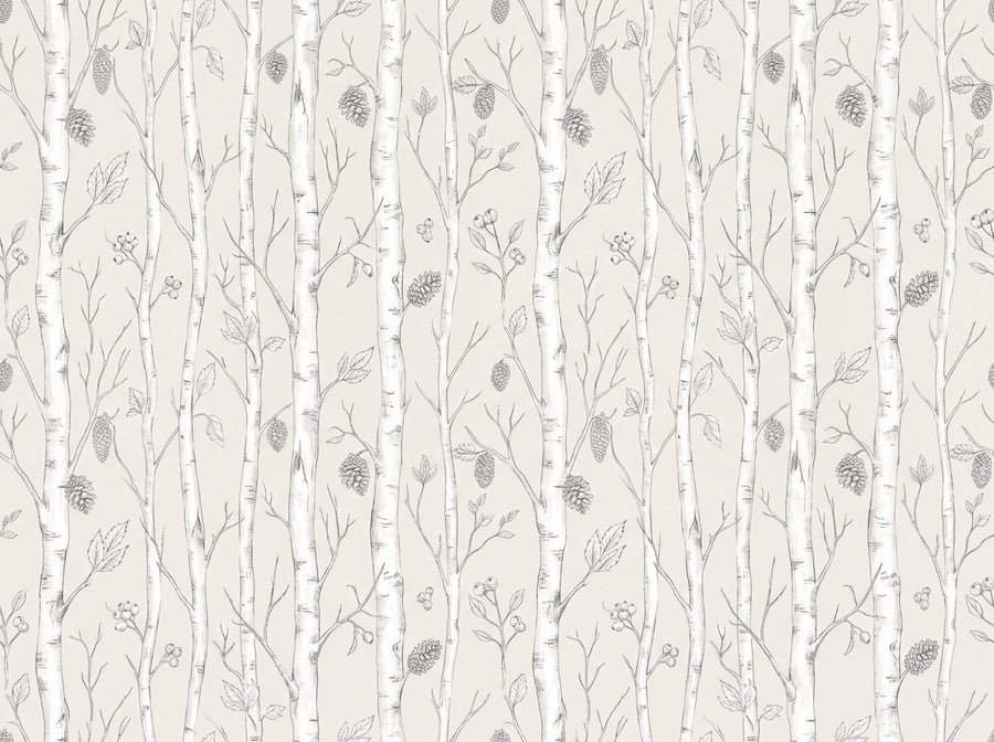 White Birch Botanical Mural