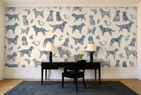 Blue Dog Animal Mural in a home office