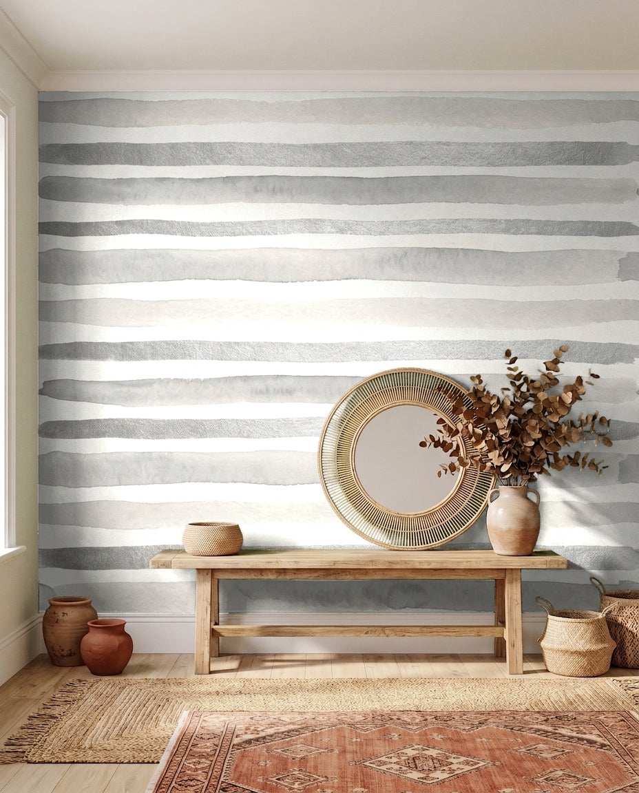 Grey Stripe Mural on a feature wall