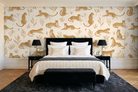 Ochre Cheetah Animal Mural in a bedroom