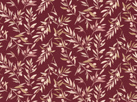 Burgundy Olive Branch Botanical Mural design
