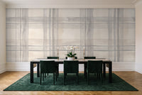 Grey Plaid Mural in a dining room
