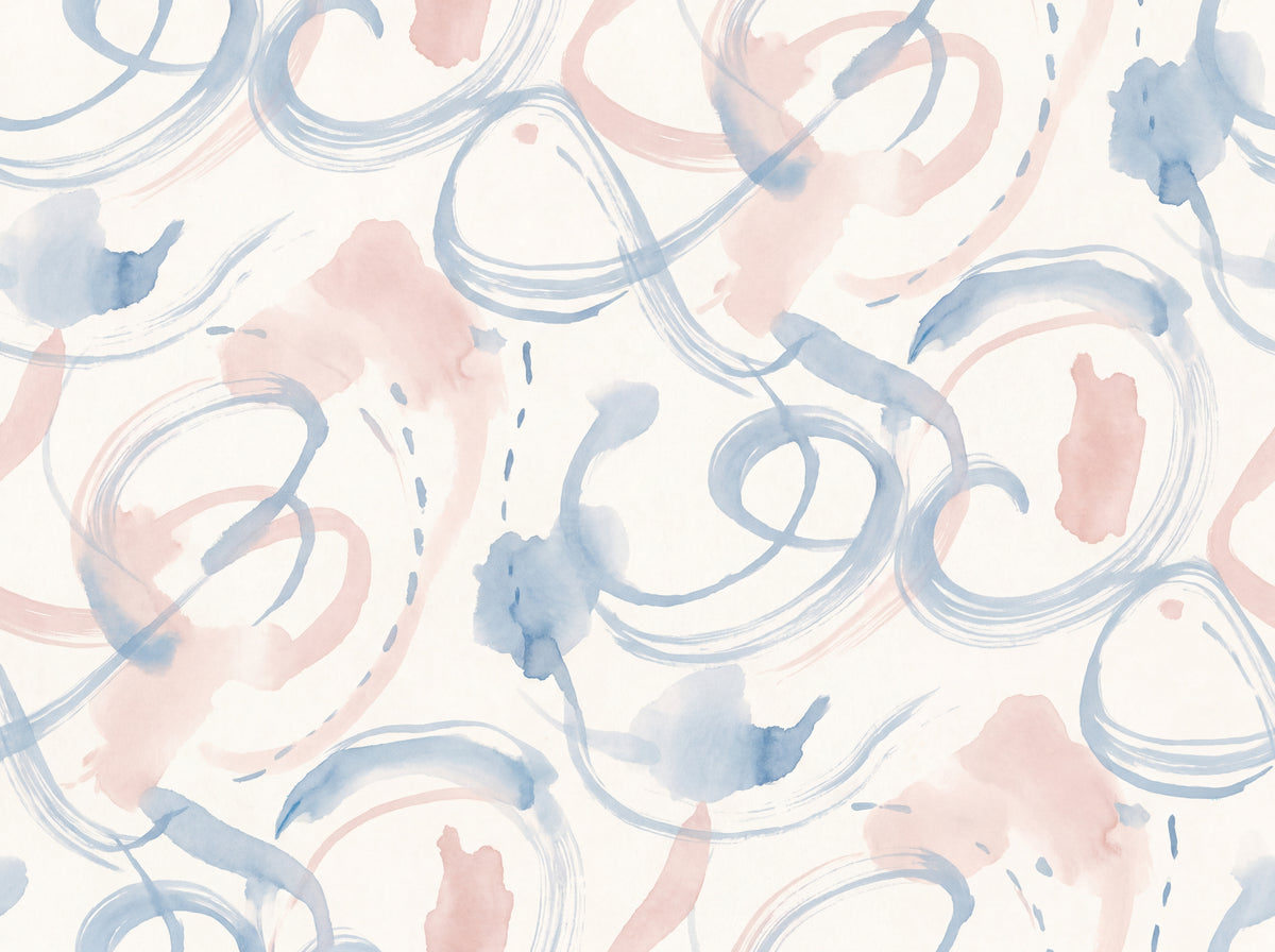 Blue And Pink Brushstroke Abstract Mural placed in your room