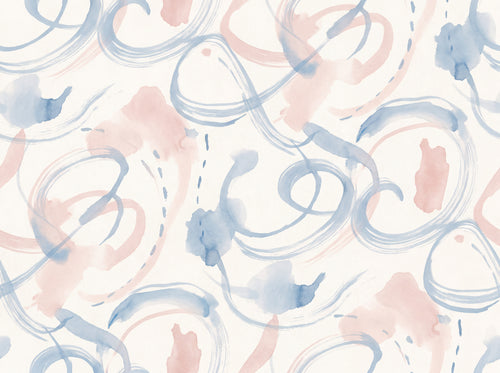 Blue And Pink Brushstroke Abstract Mural sample on the real paper