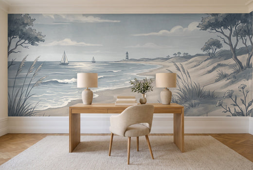 Blue Beach Landscape Mural