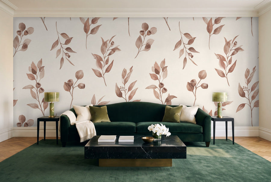 Clay Eucalyptus Botanical Mural on a wall
