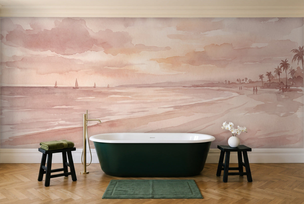 Blush Beach Sunset Landscape Mural