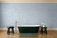 Light Blue Linen Texture Mural in a bathroom