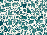 Teal Cat Animal Mural design