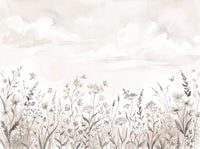 Cream Wildflower Meadow Floral Mural design