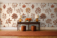 Terracotta Tree Botanical Mural in an entryway