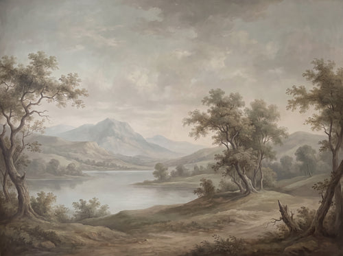 Sage Lake Landscape Mural sample on the real paper