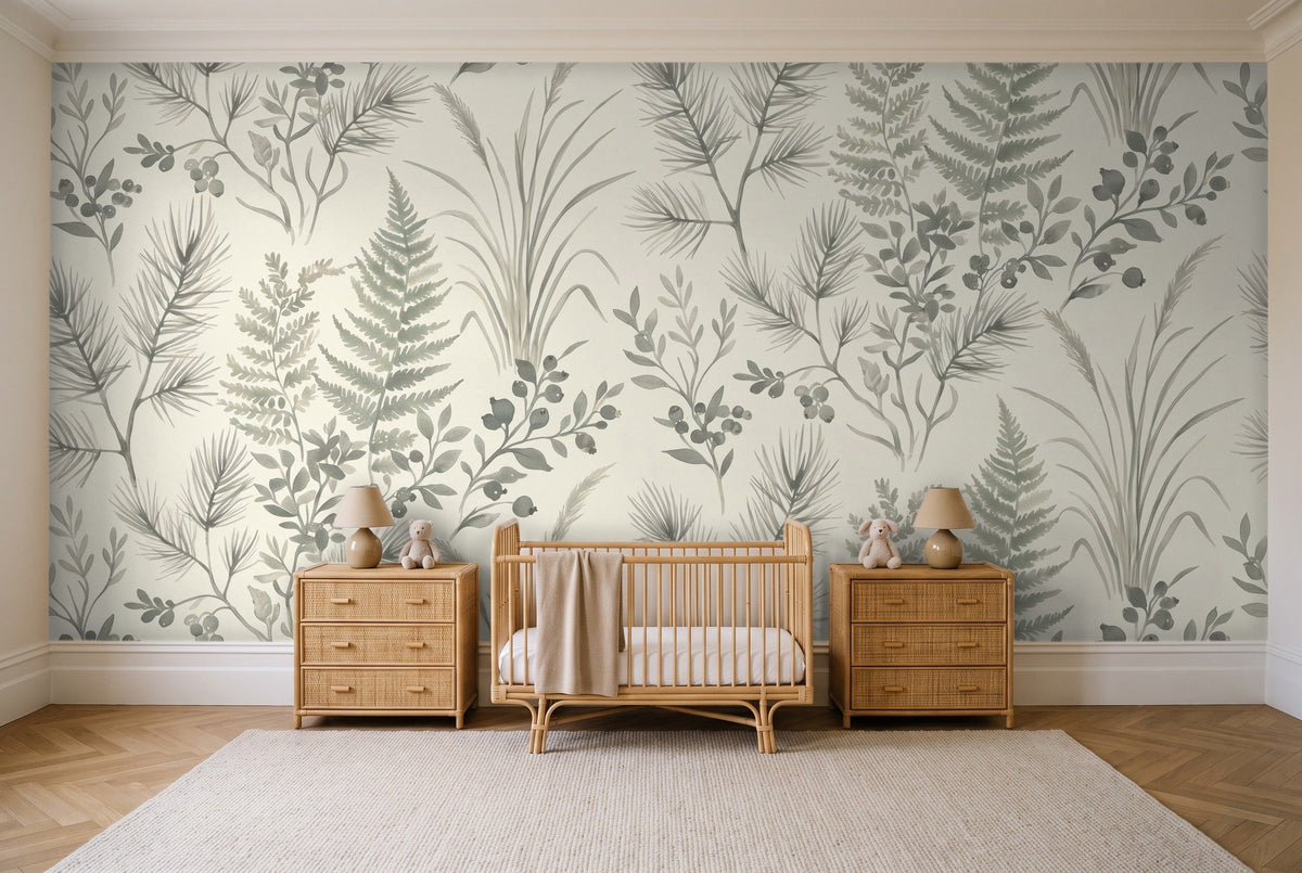 Sage Forest Botanical Mural in a nursery