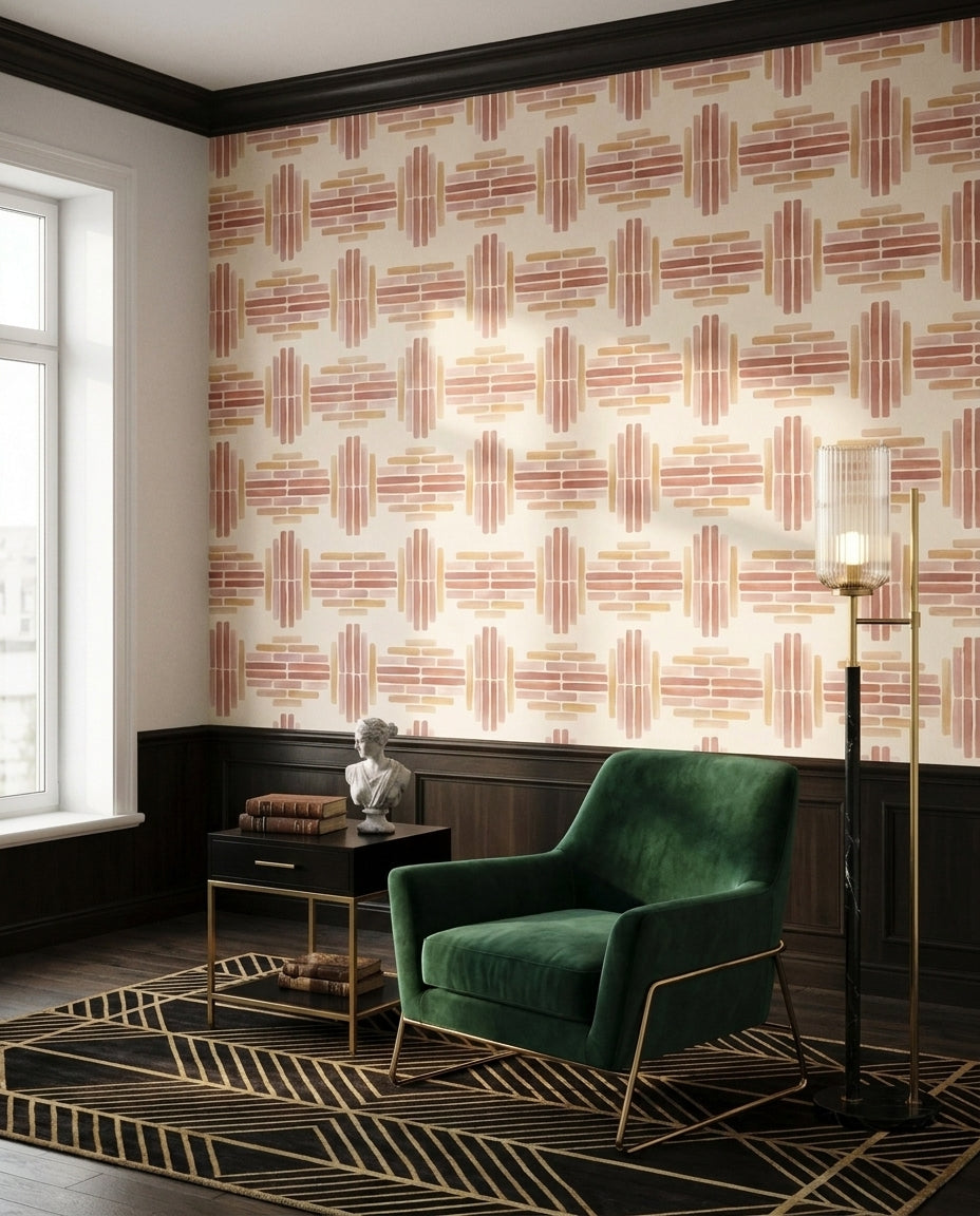 Blush Brick Brick Mural in an interior