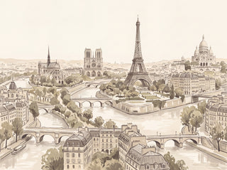 Beige Paris Cityscape Mural sample