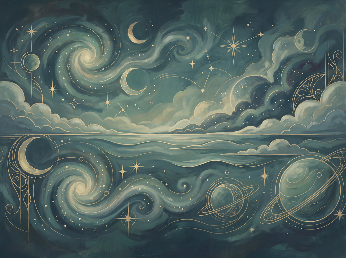 Teal Galaxy Celestial Mural placed in your room
