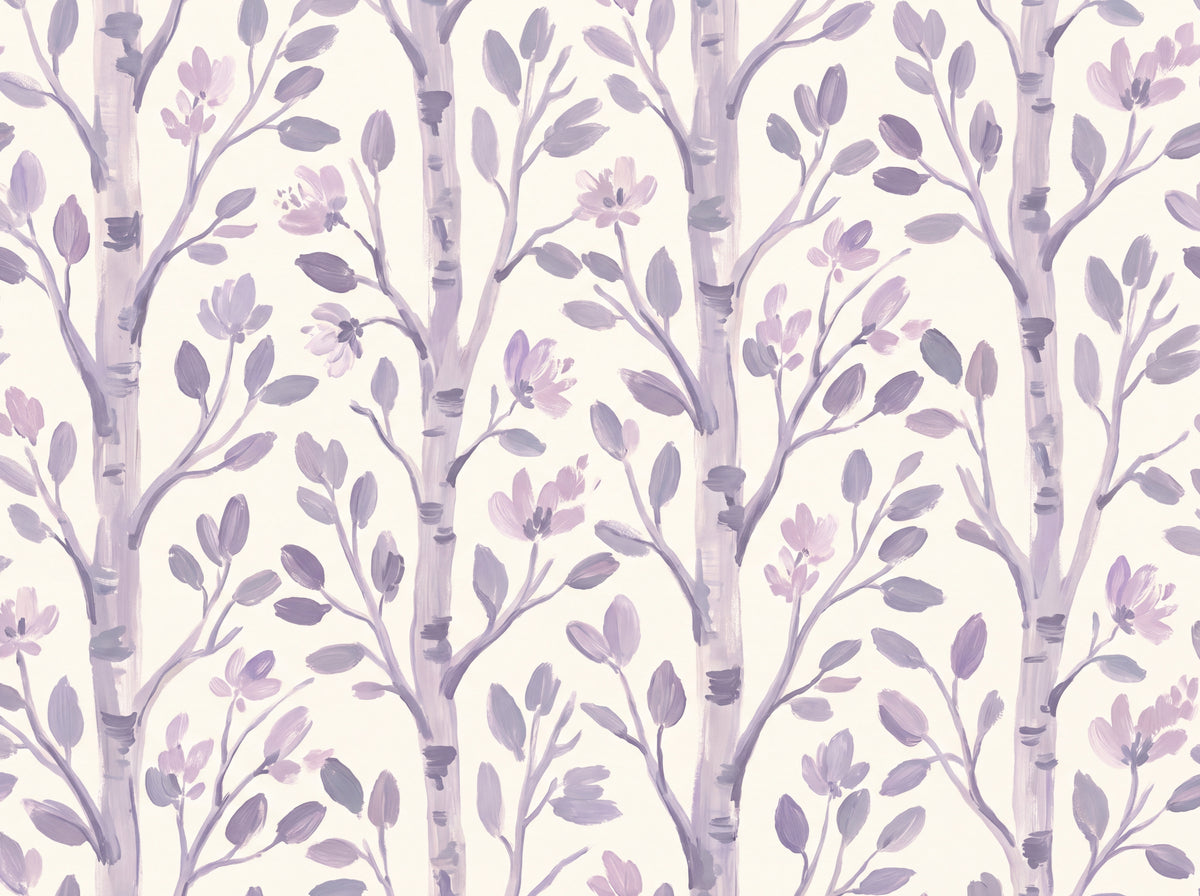 Lilac Birch Botanical Mural design