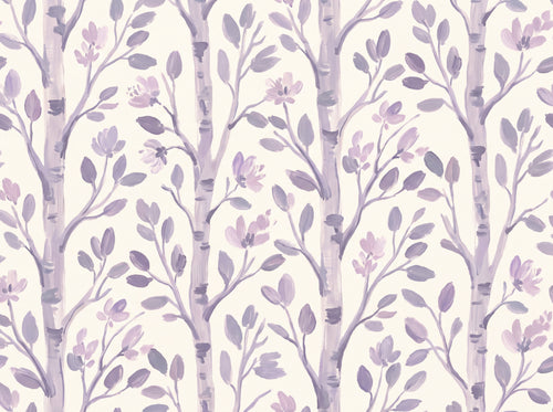 Lilac Birch Botanical Mural sample on the real paper