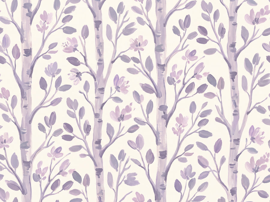 Lilac Birch Botanical Mural