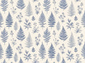 Blue And White Fern Botanical Mural