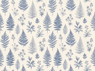 Blue And White Fern Botanical Mural sample