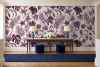 Purple Jungle Tropical Mural in an entryway