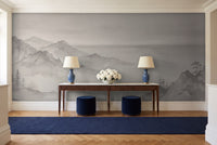 Grey Mountain Landscape Mural in an entryway