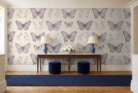 Lilac Butterfly Mural in an entryway