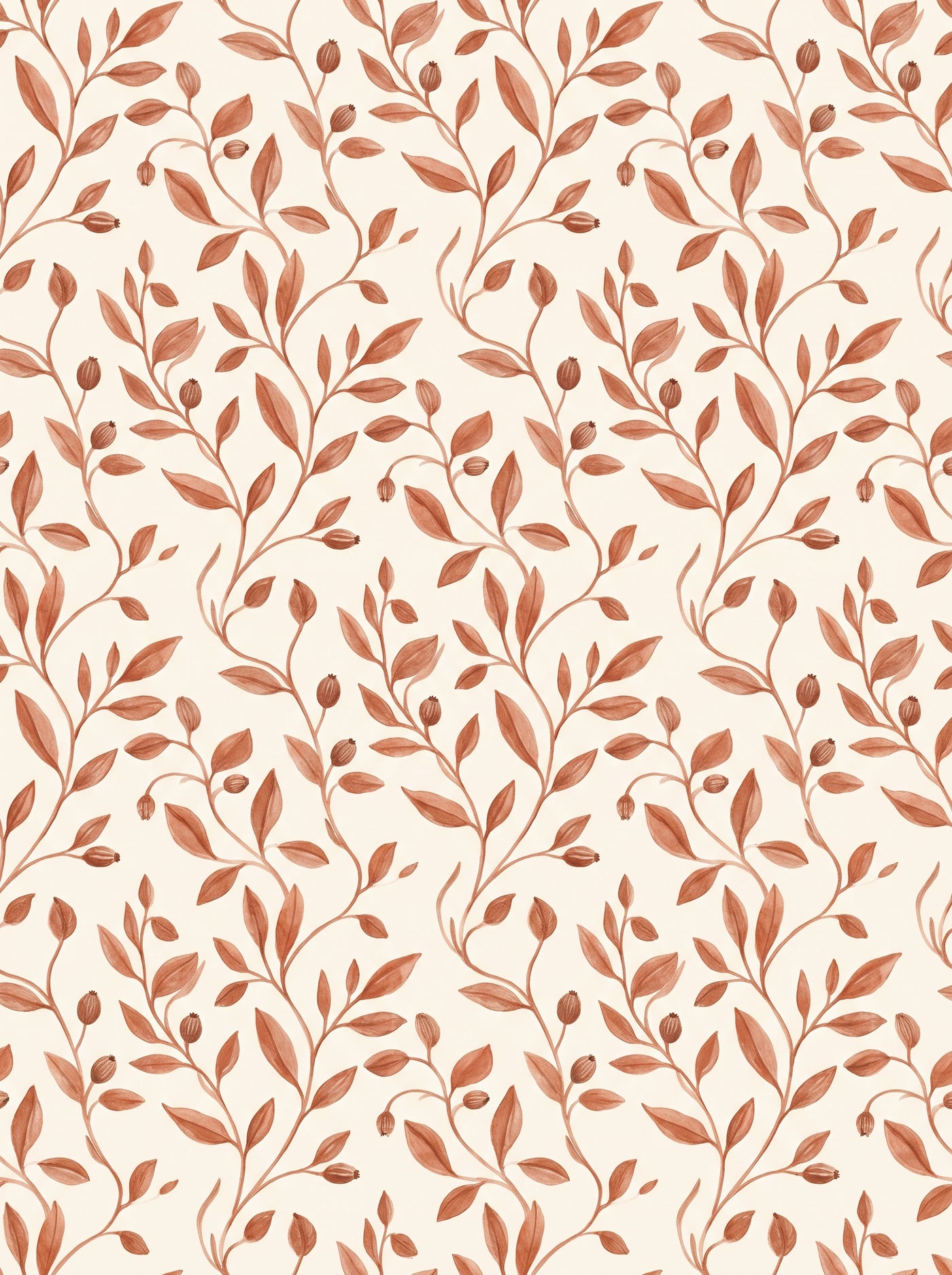 Terracotta Vine Botanical Mural design