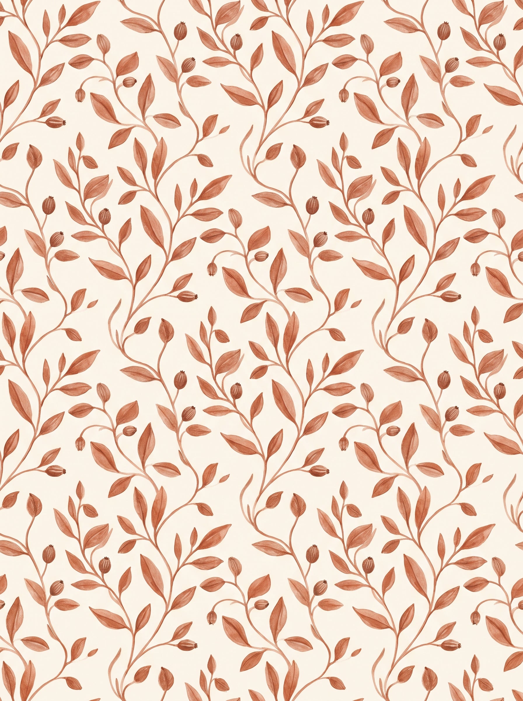 Terracotta Vine Botanical Mural design