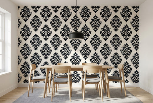 Black Damask Damask Mural