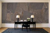 Charcoal Stone Mural in a home office
