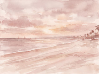 Blush Beach Sunset Landscape Mural sample