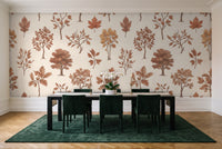Terracotta Tree Botanical Mural in a dining room
