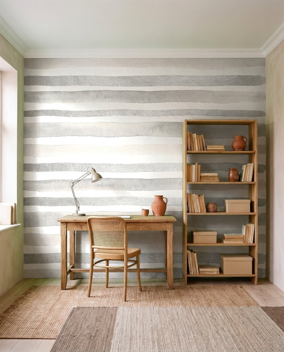 Grey Stripe Mural in an interior