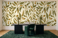 Olive Eucalyptus Botanical Mural in a home office